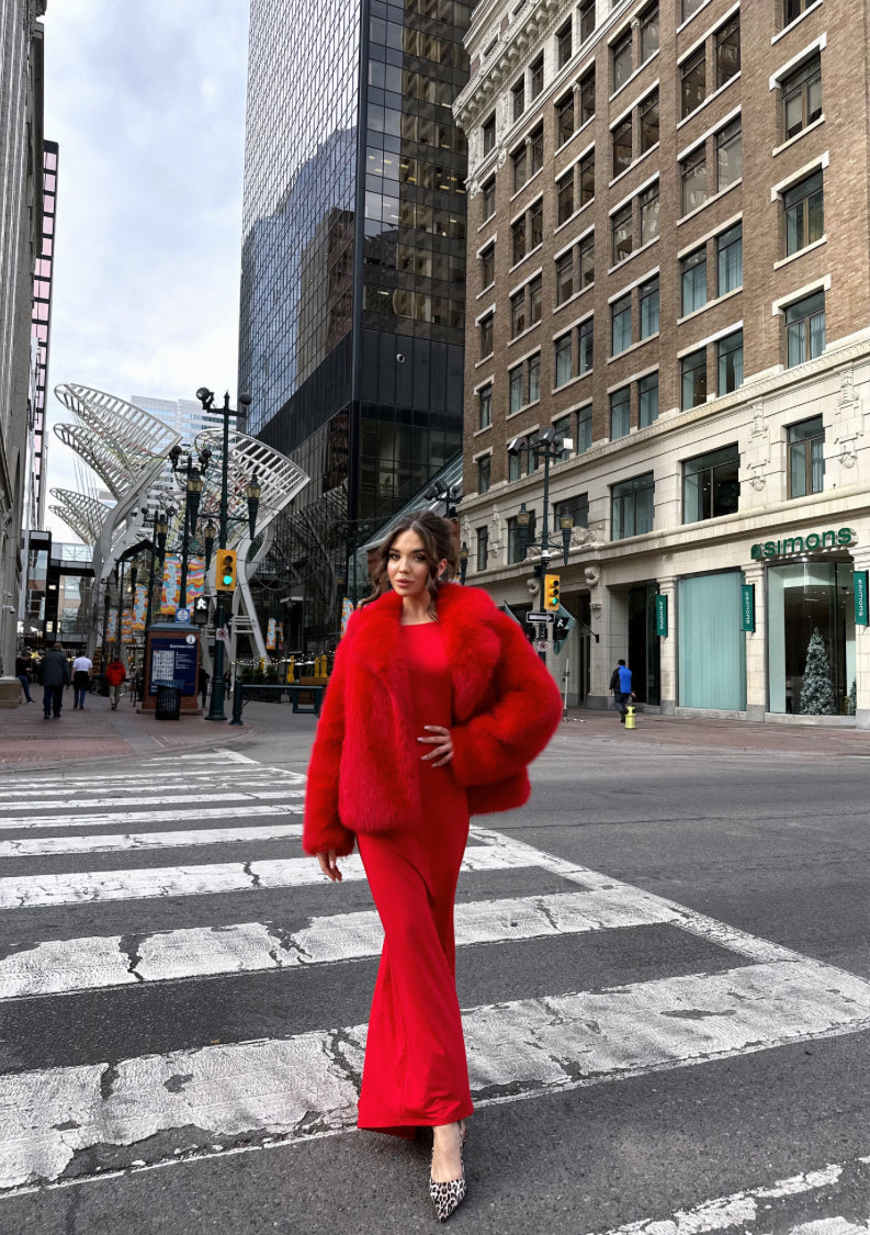 Red Faux Fur Coat
