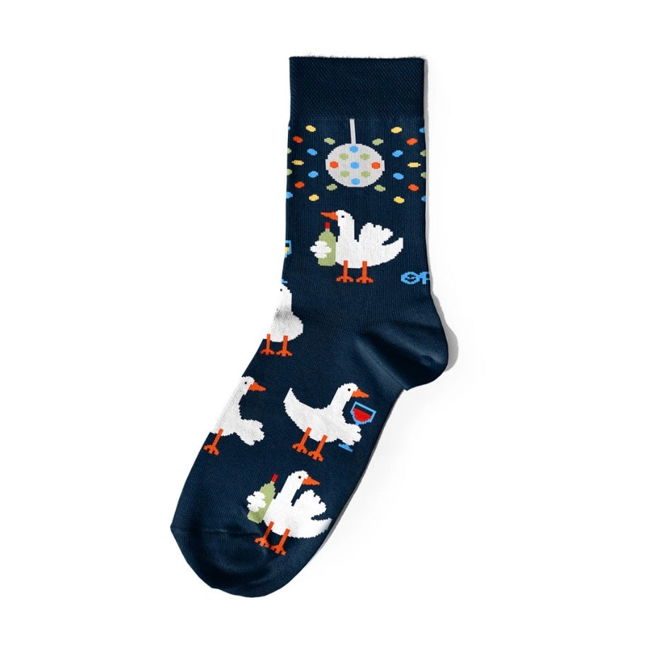 Socks "Wine-Loving Geese" dark blue