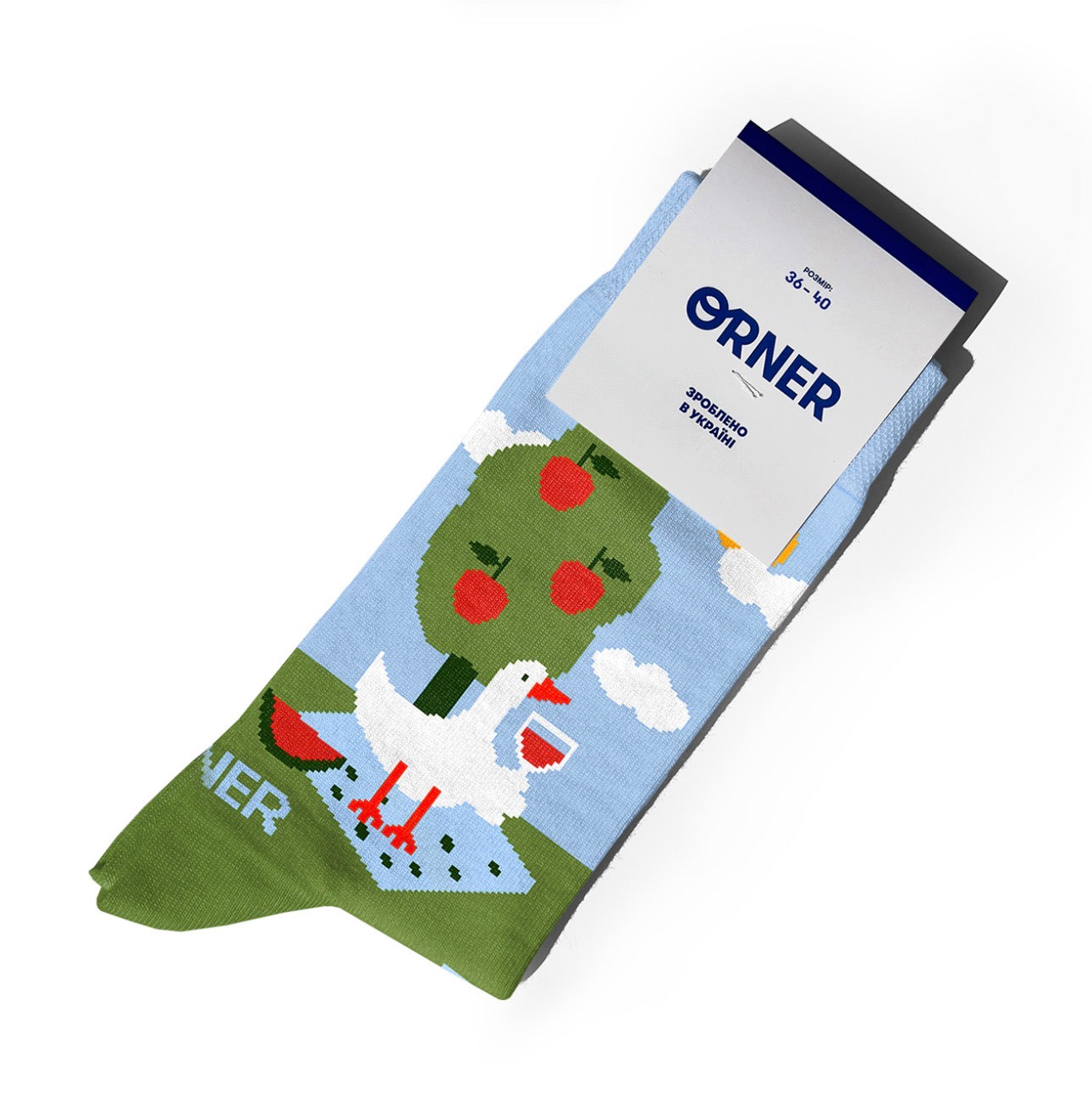 Socks "Wine-Loving Geese" green
