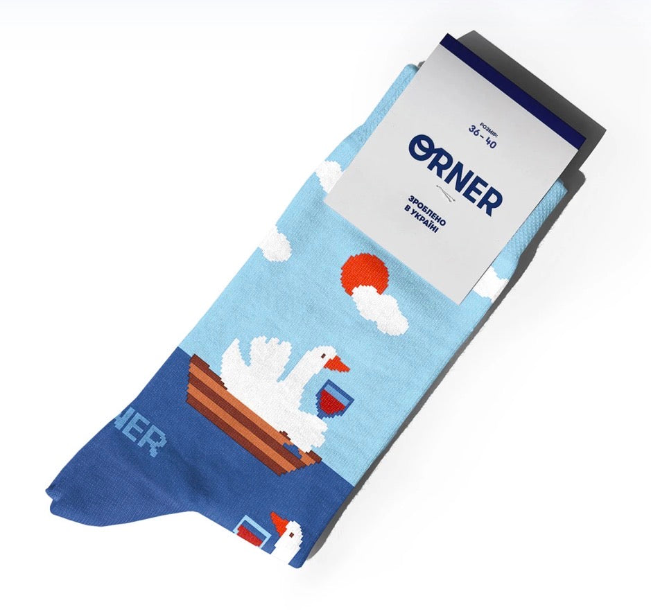 Socks "Wine-Loving Geese" blue