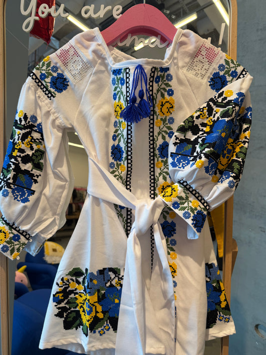 Embroidered dress “Violet flower” for a girl
