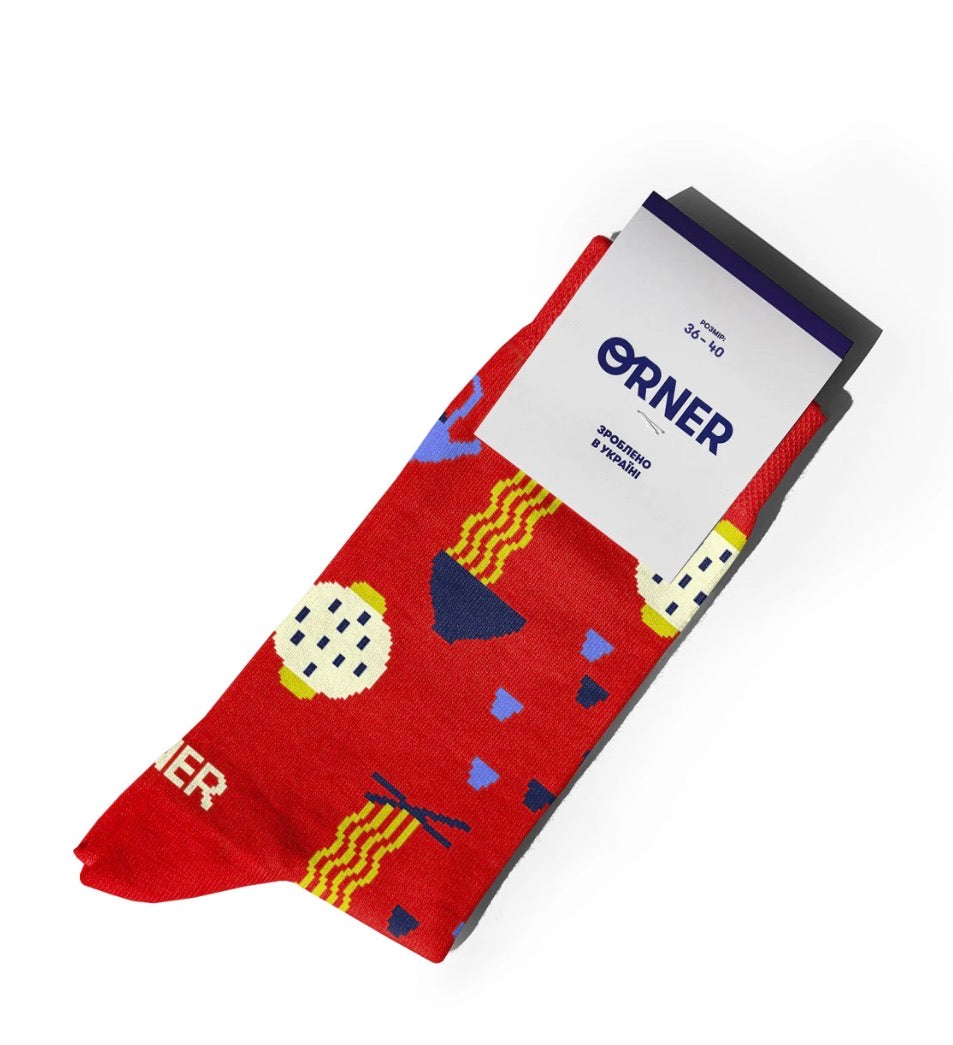 Socks “Asian motifs” Noodles