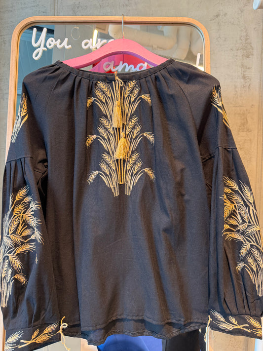 Women’s Embroidered shirt “Kolos” - Black