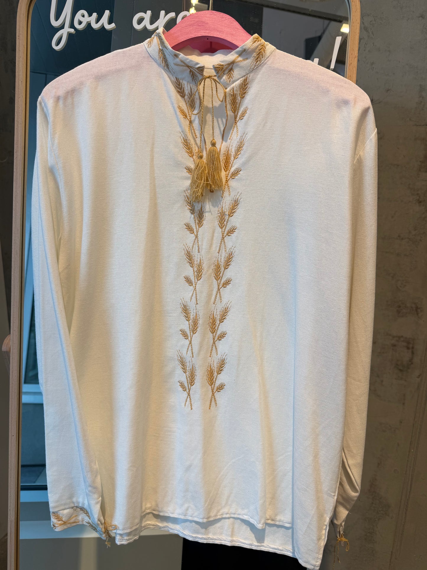 Men’s Embroidered Shirt “Kolos”- Cream