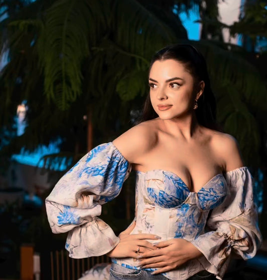 Corset with floral print