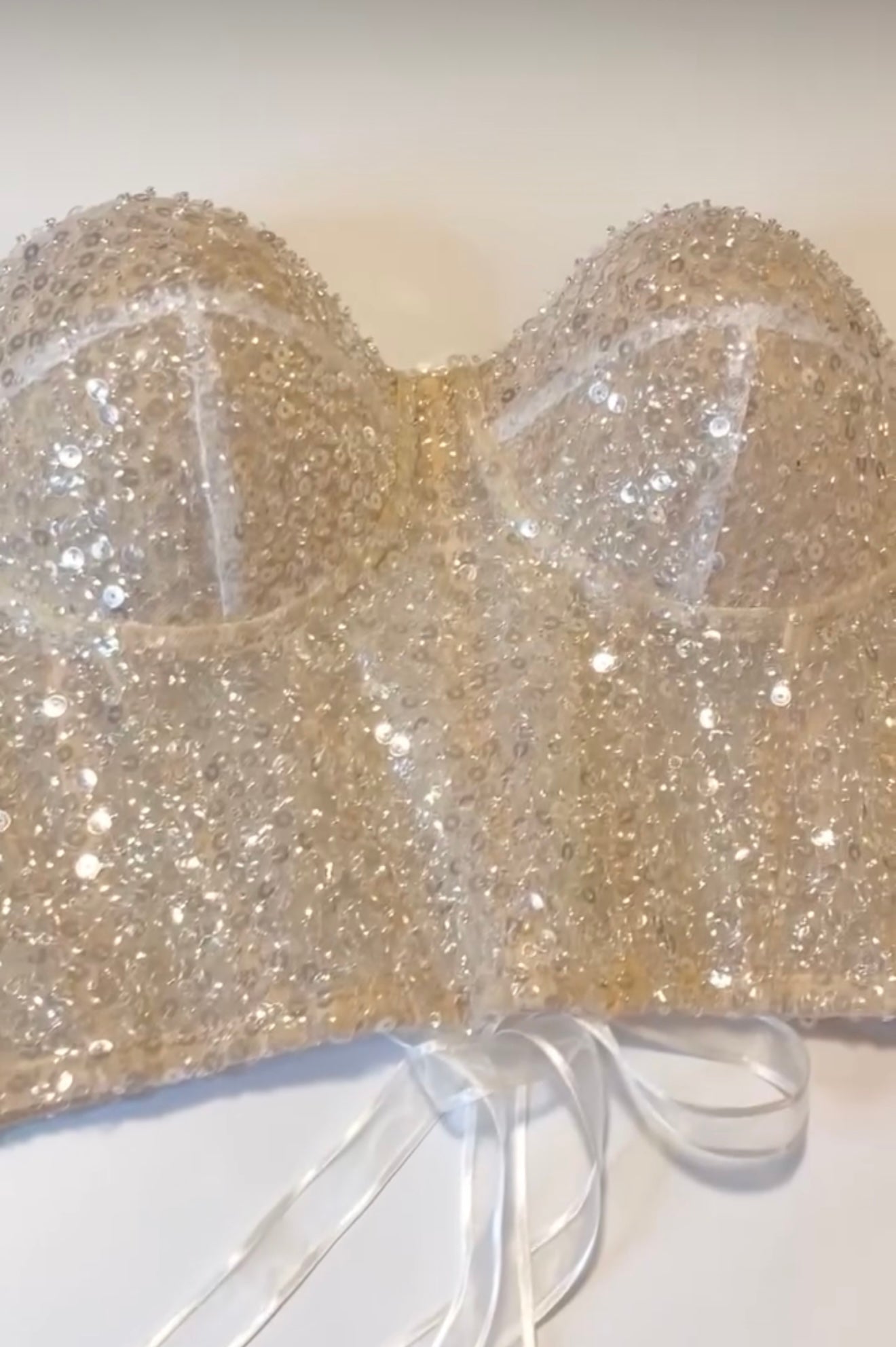 Transparent corset with sequins and beads