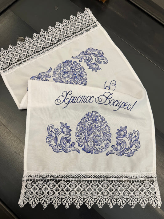 Easter Gabardine Napkin with Embroidery- Blue