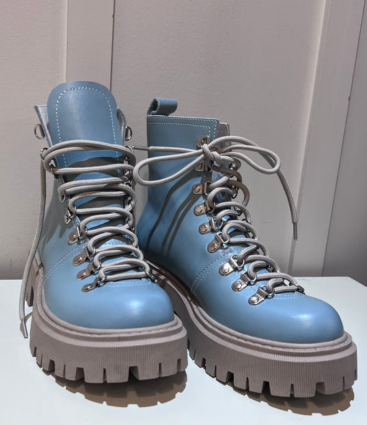 Blue Leather Derby Boots