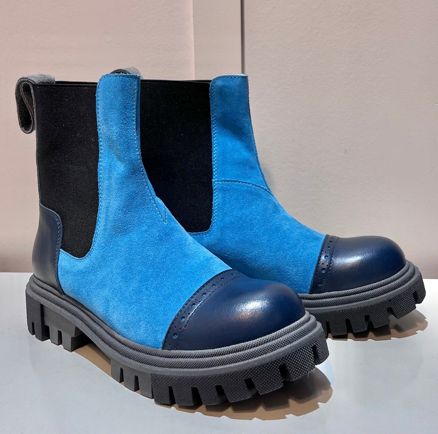 Chelsea Boots Leather&Suede (Navy Blue)