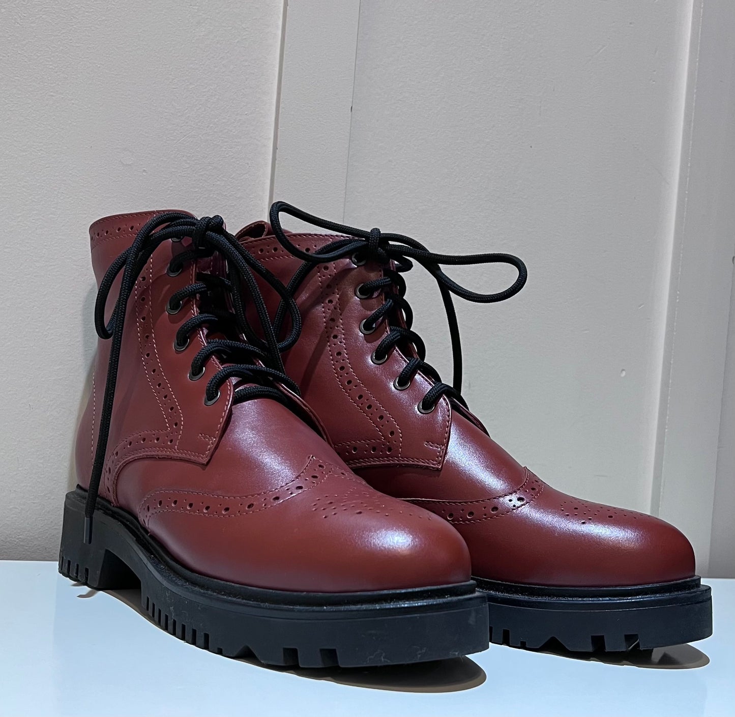 Terracotta Leather Derby Boots