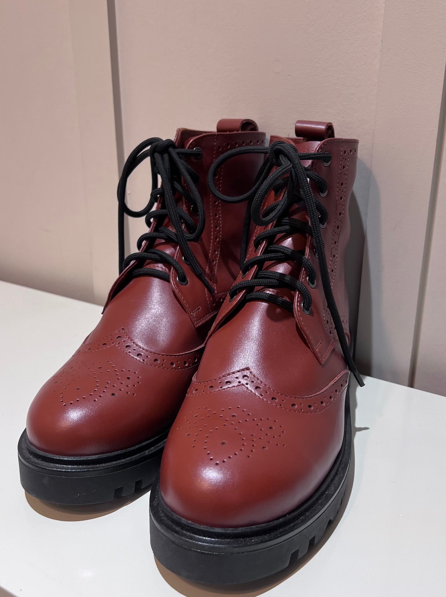 Terracotta Leather Derby Boots