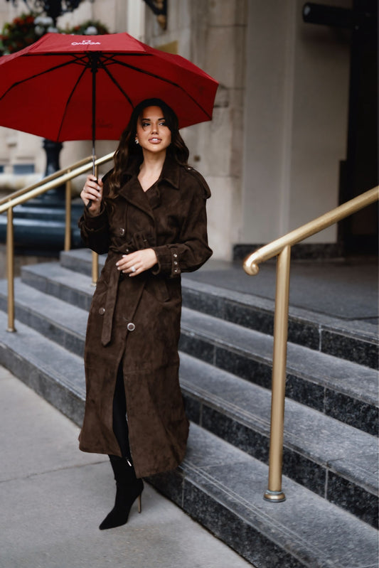 Long Suede Leather Coat