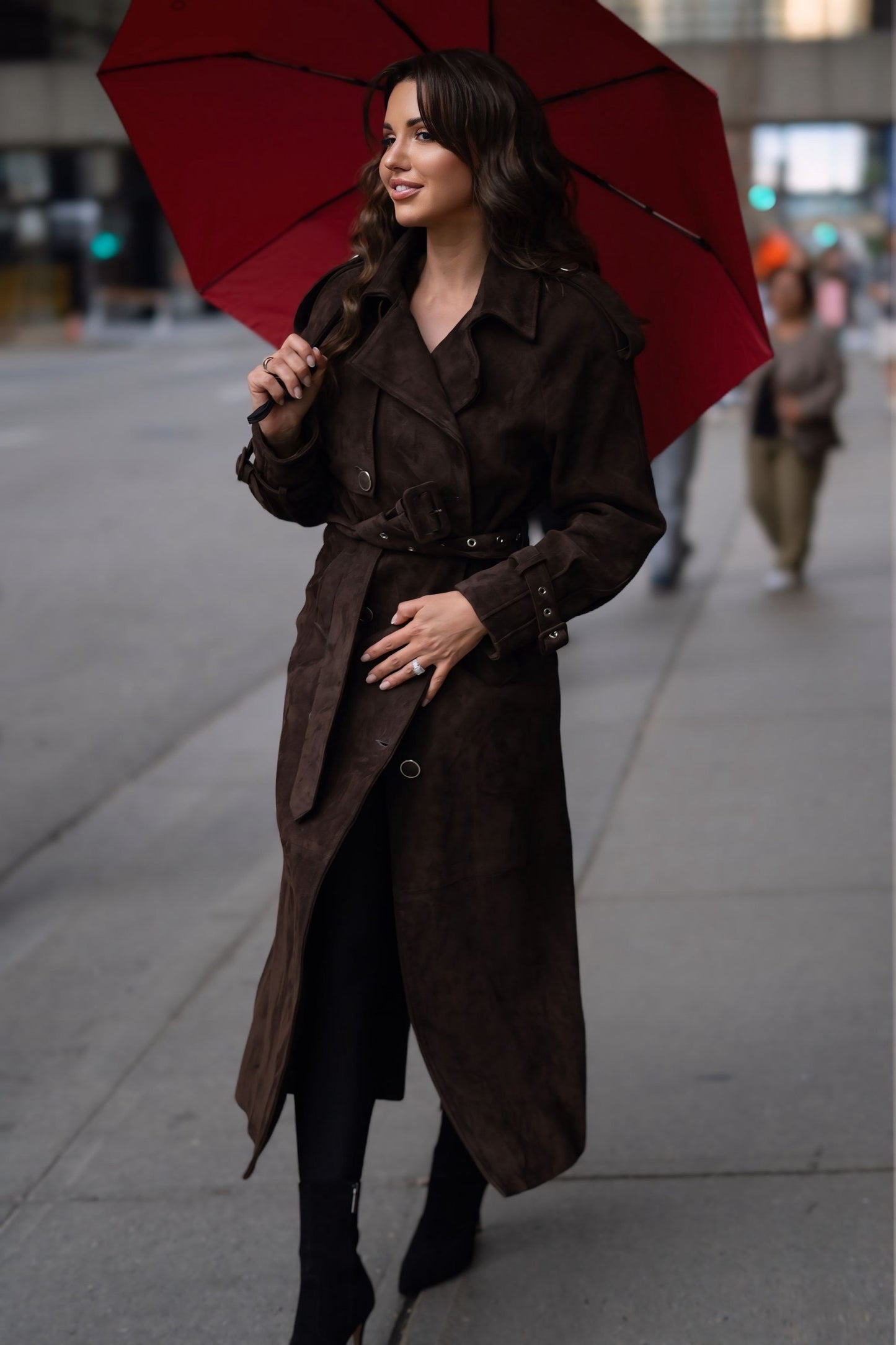 Long Suede Leather Coat