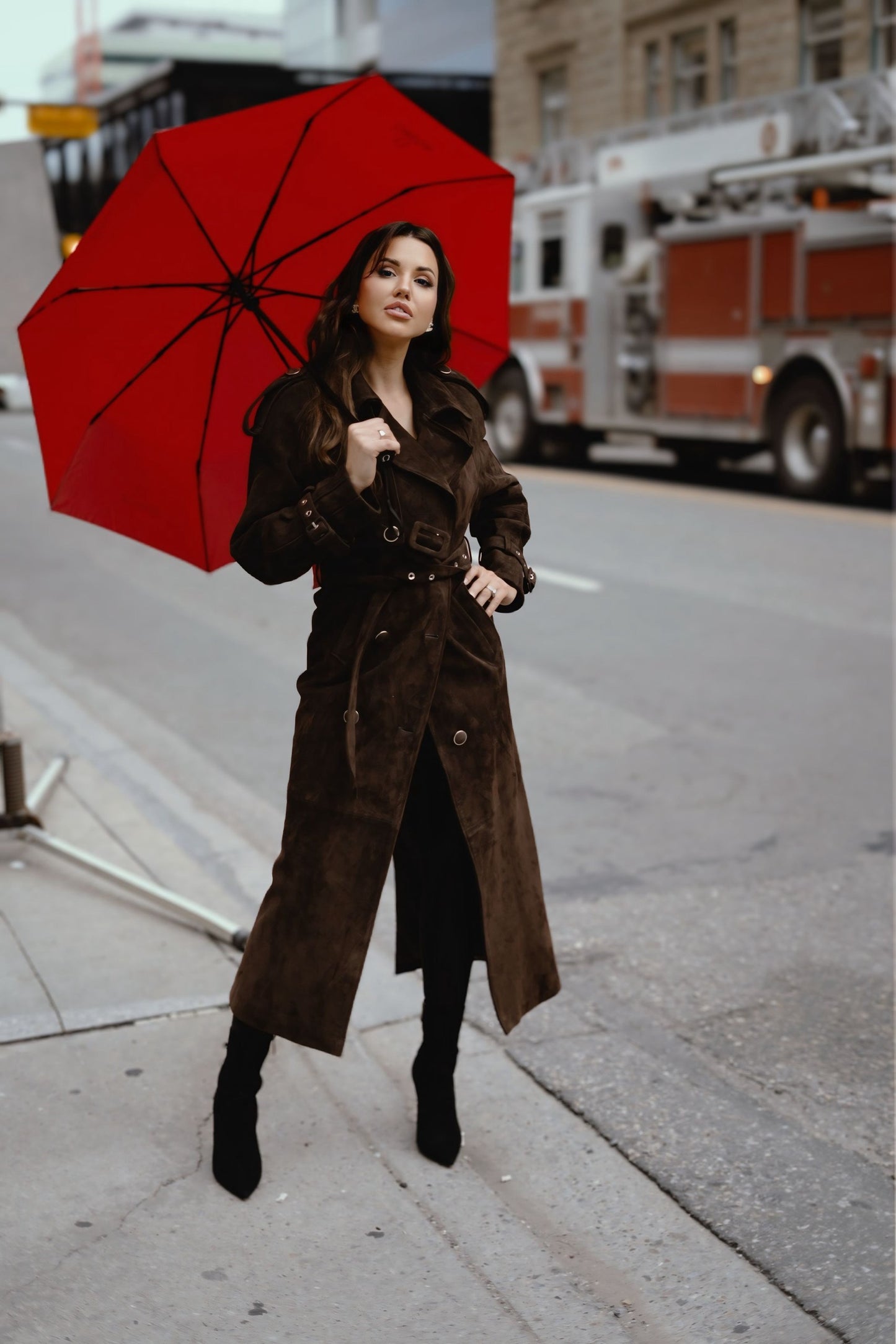Long Suede Leather Coat