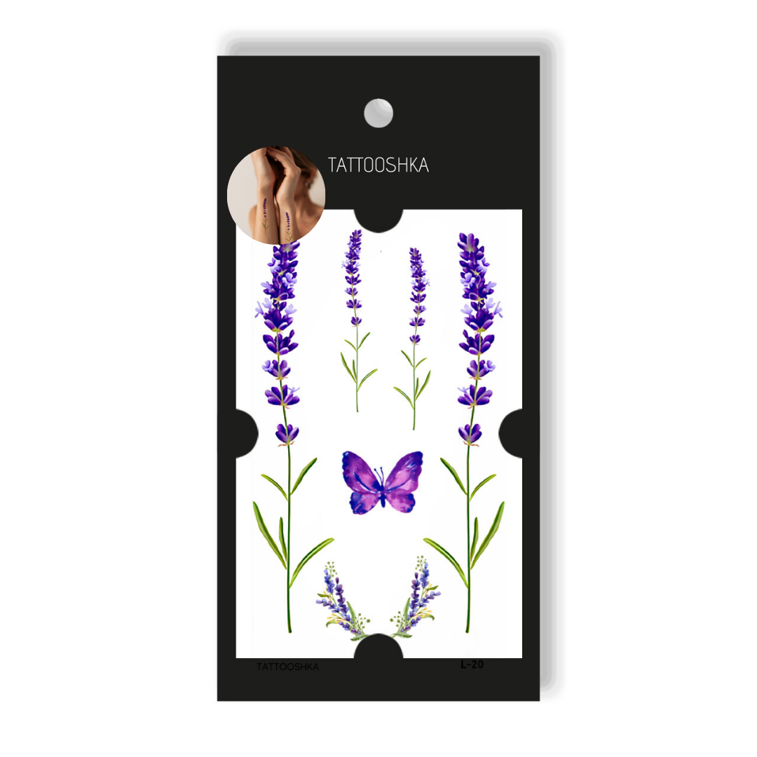 Temporary tattoo Lavender with butterfly