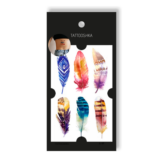 Temporary tattoo Colourful feather