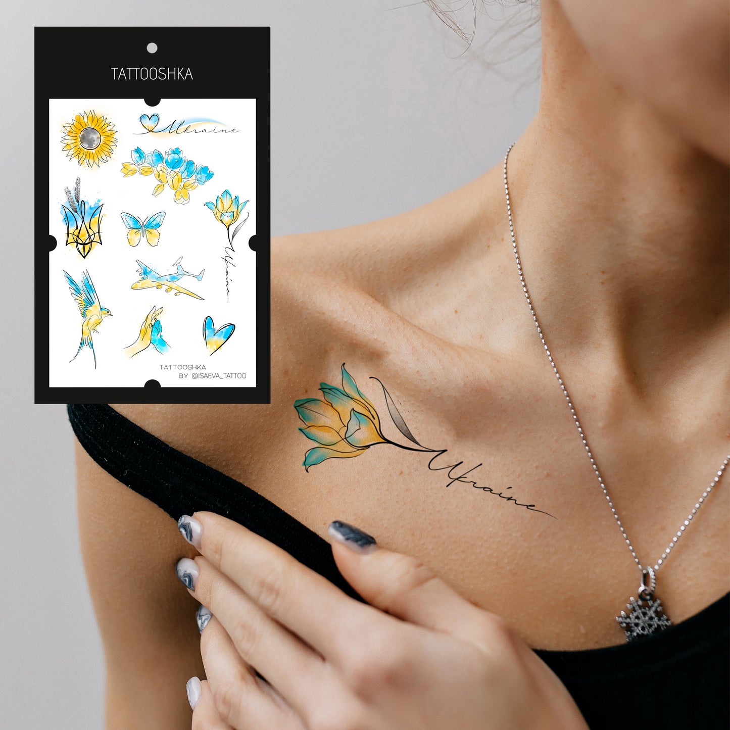 Temporary tattoo Ukrainian watercolor