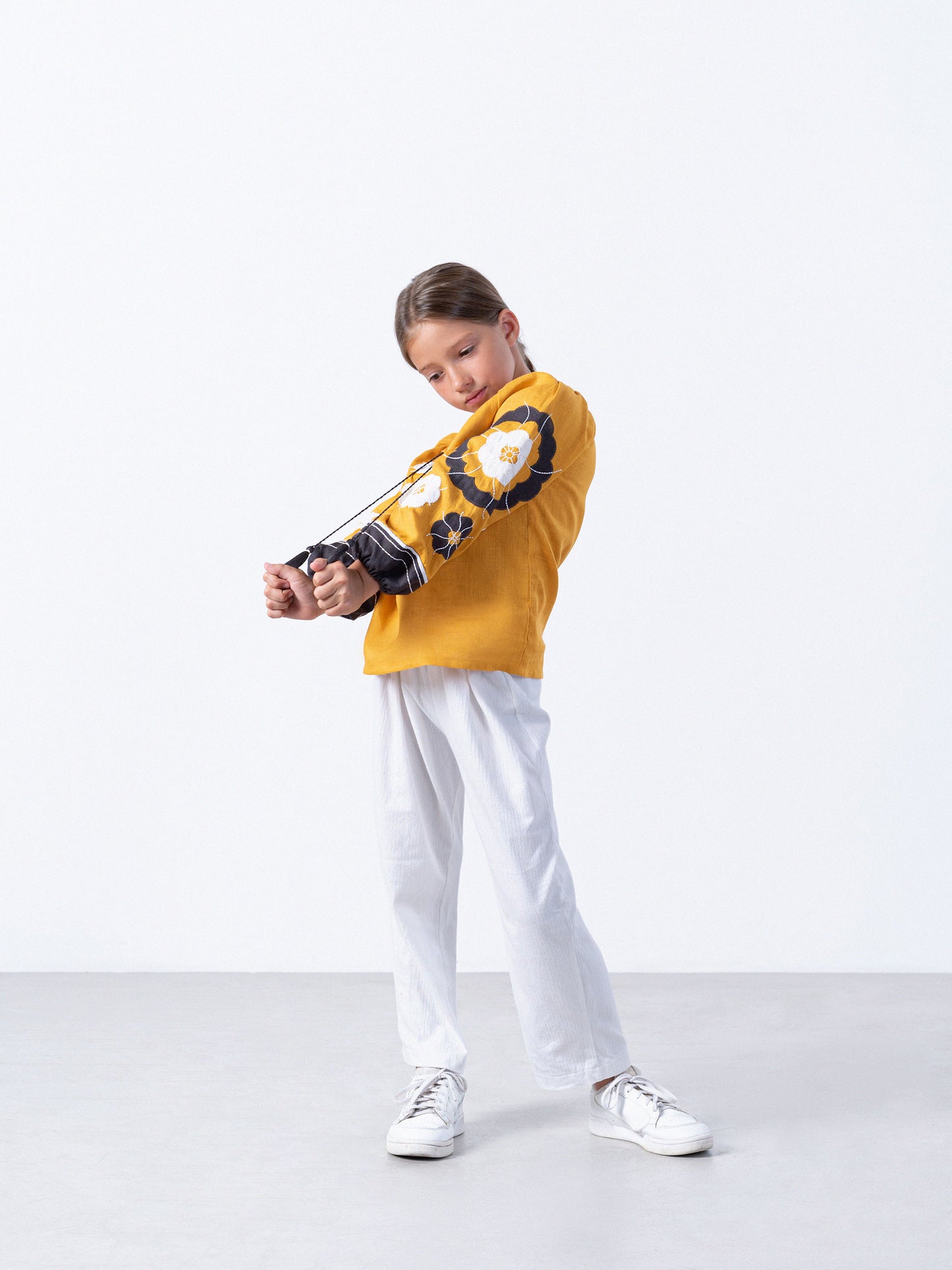 Yellow embroidered shirt for girls Sunny Kids