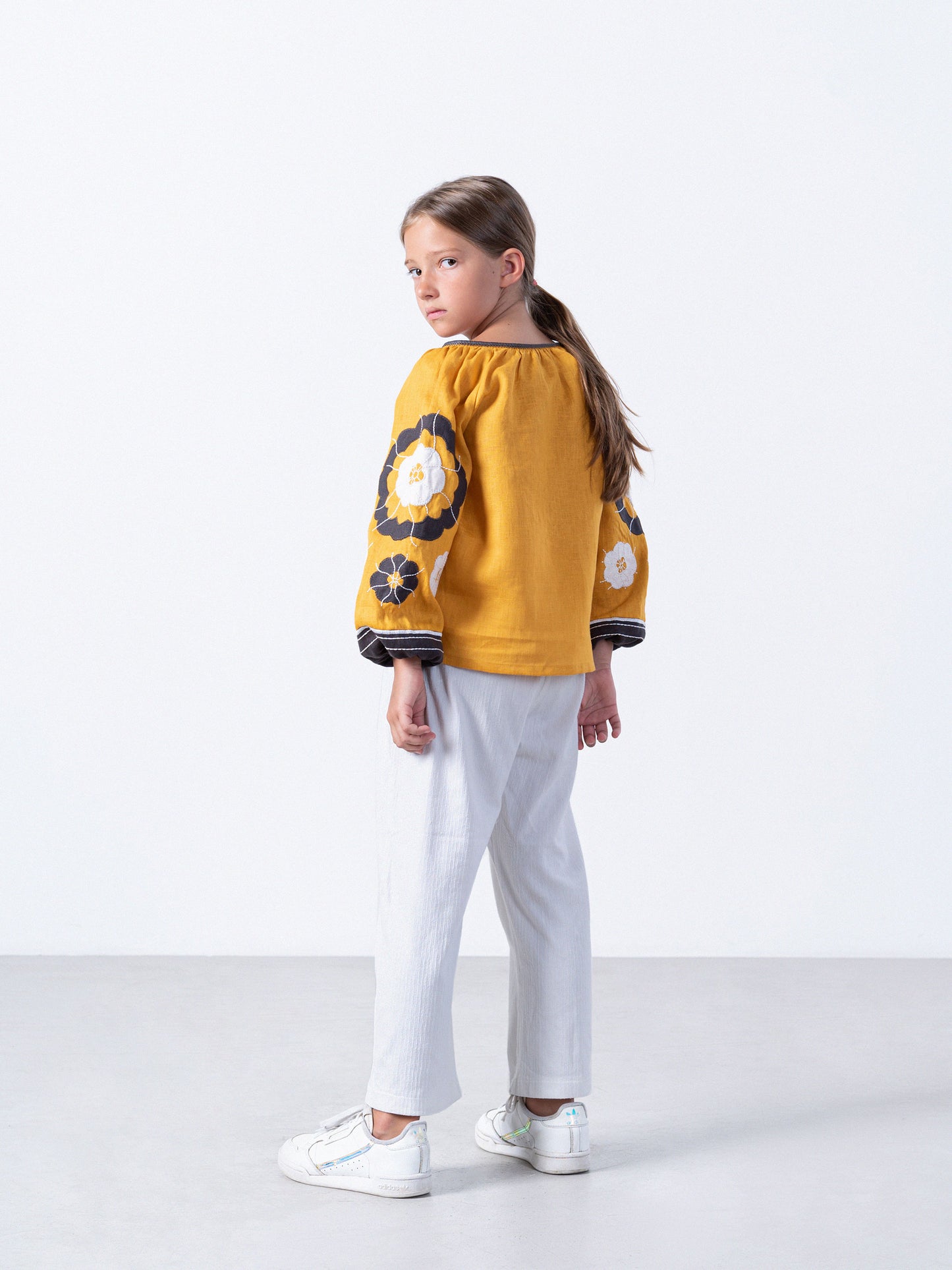 Yellow embroidered shirt for girls Sunny Kids