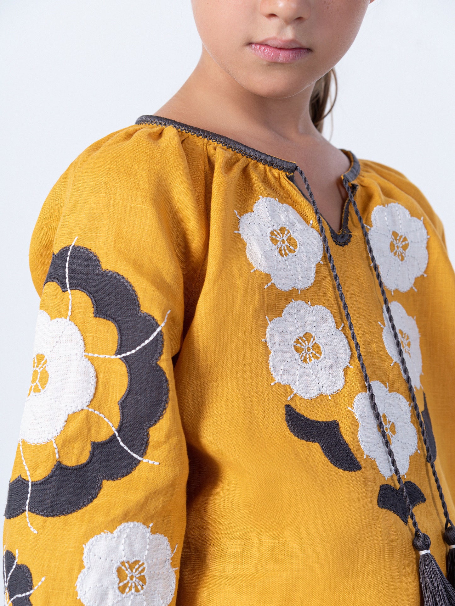 Yellow embroidered shirt for girls Sunny Kids