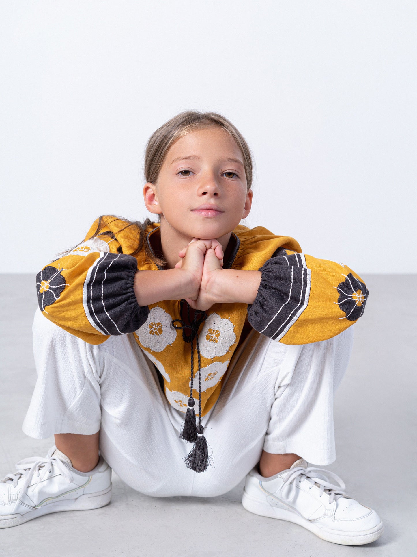 Yellow embroidered shirt for girls Sunny Kids