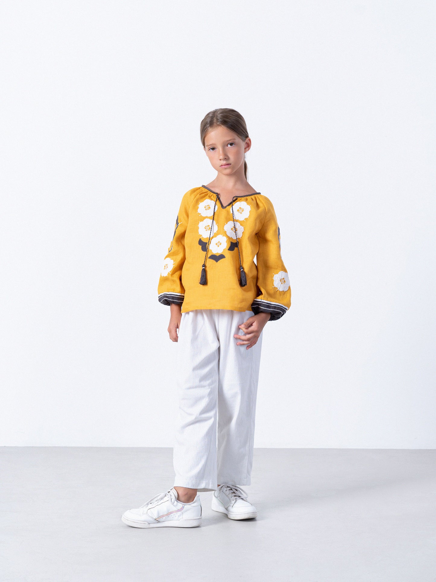 Yellow embroidered shirt for girls Sunny Kids