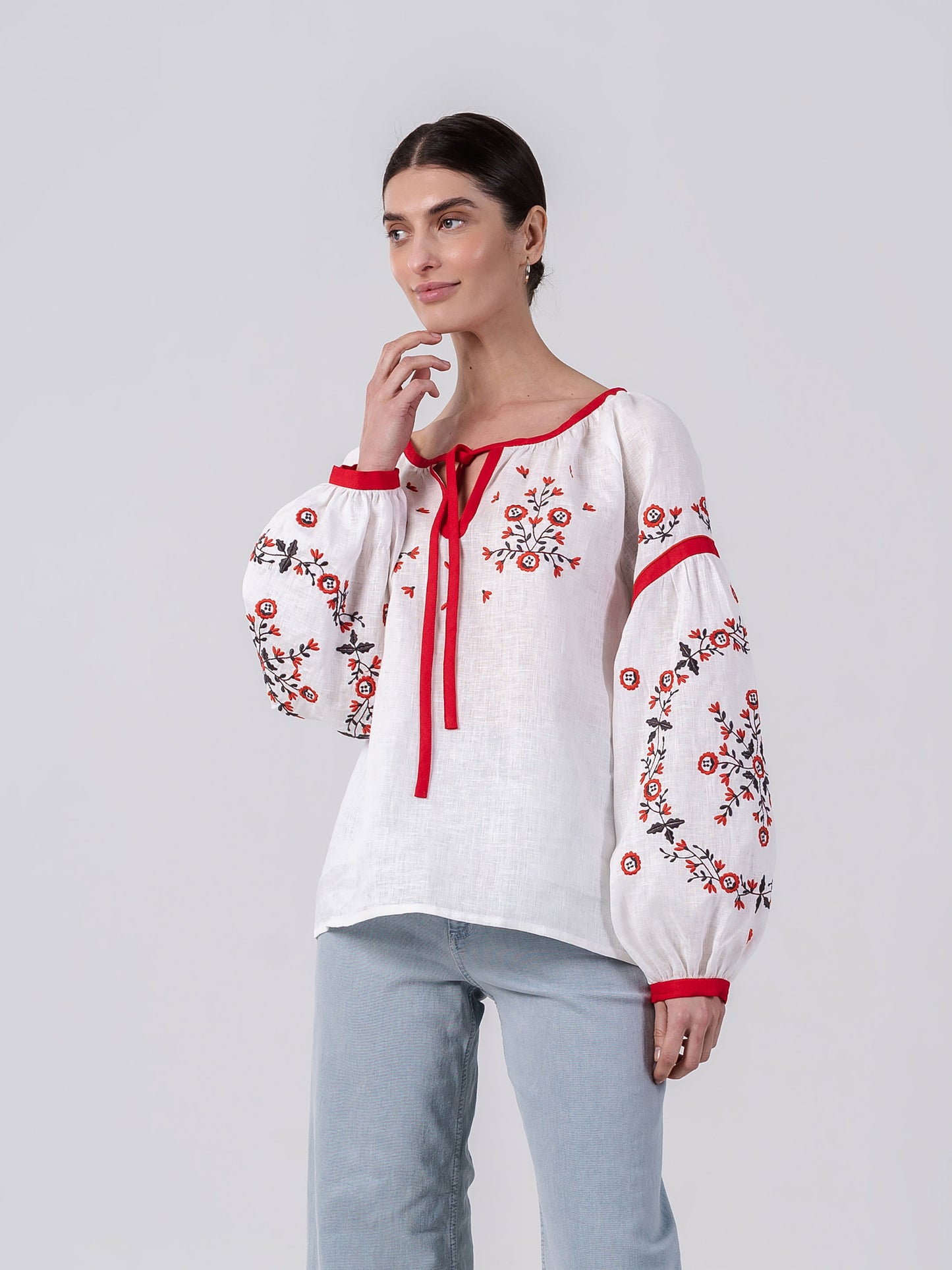 White embroidered shirt with free cut Svitanok