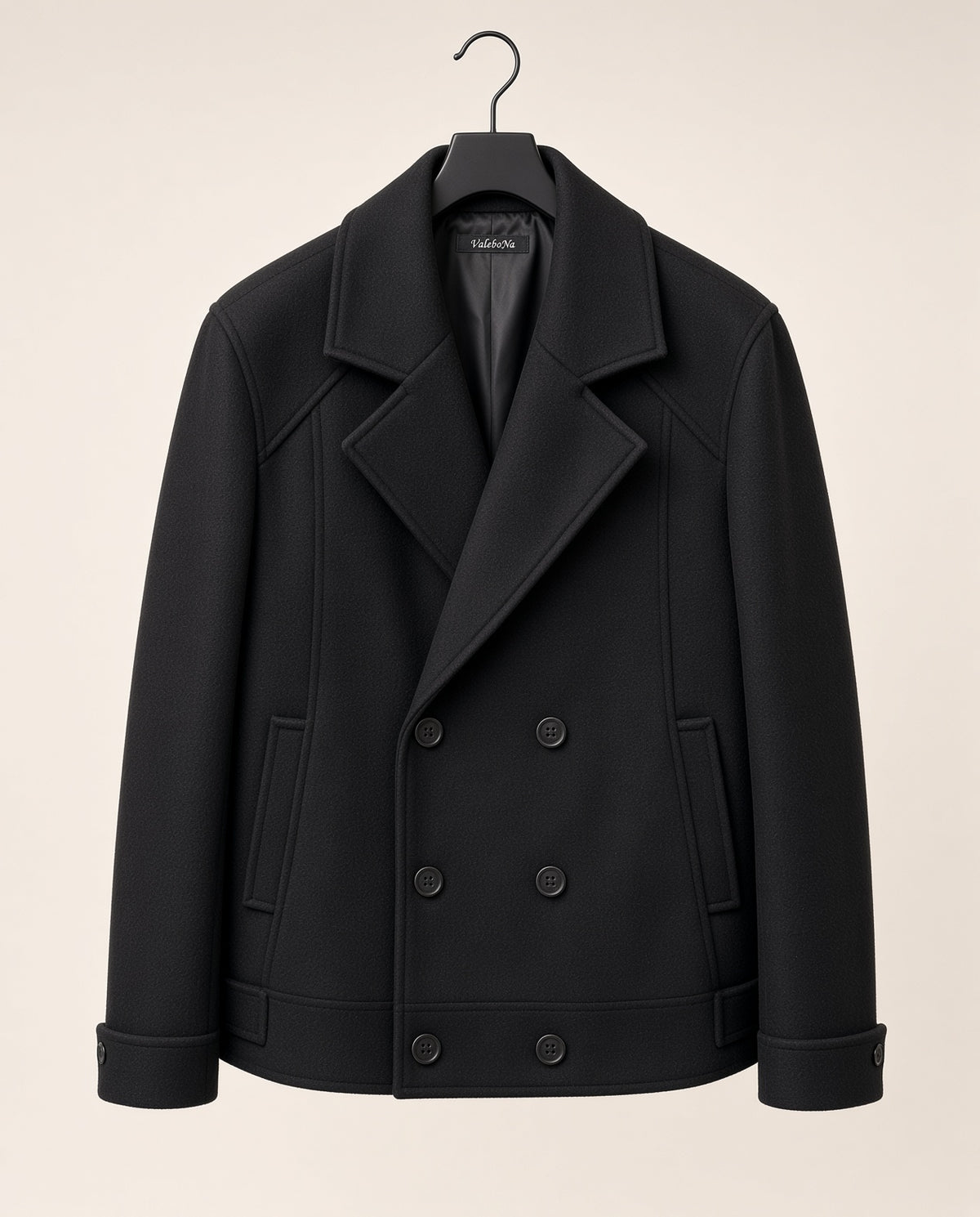 Men’s Black Wool Peacoat