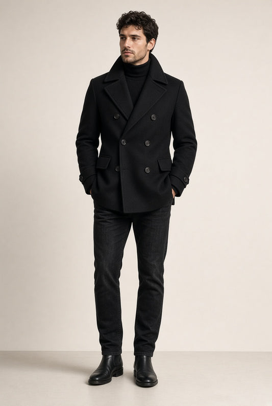 Men’s Black Wool Peacoat