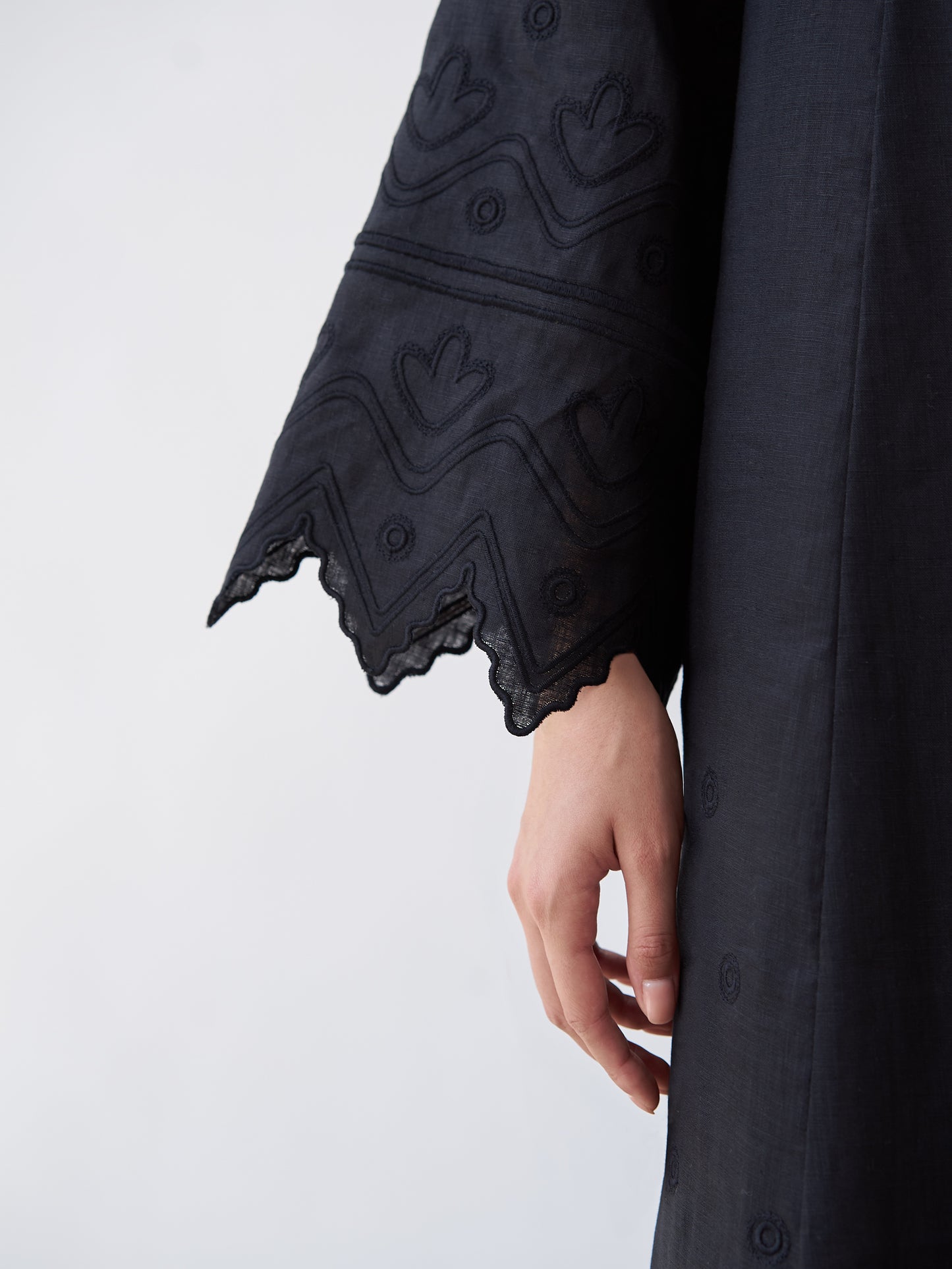 Black linen embroidered dress Nizhnist Black