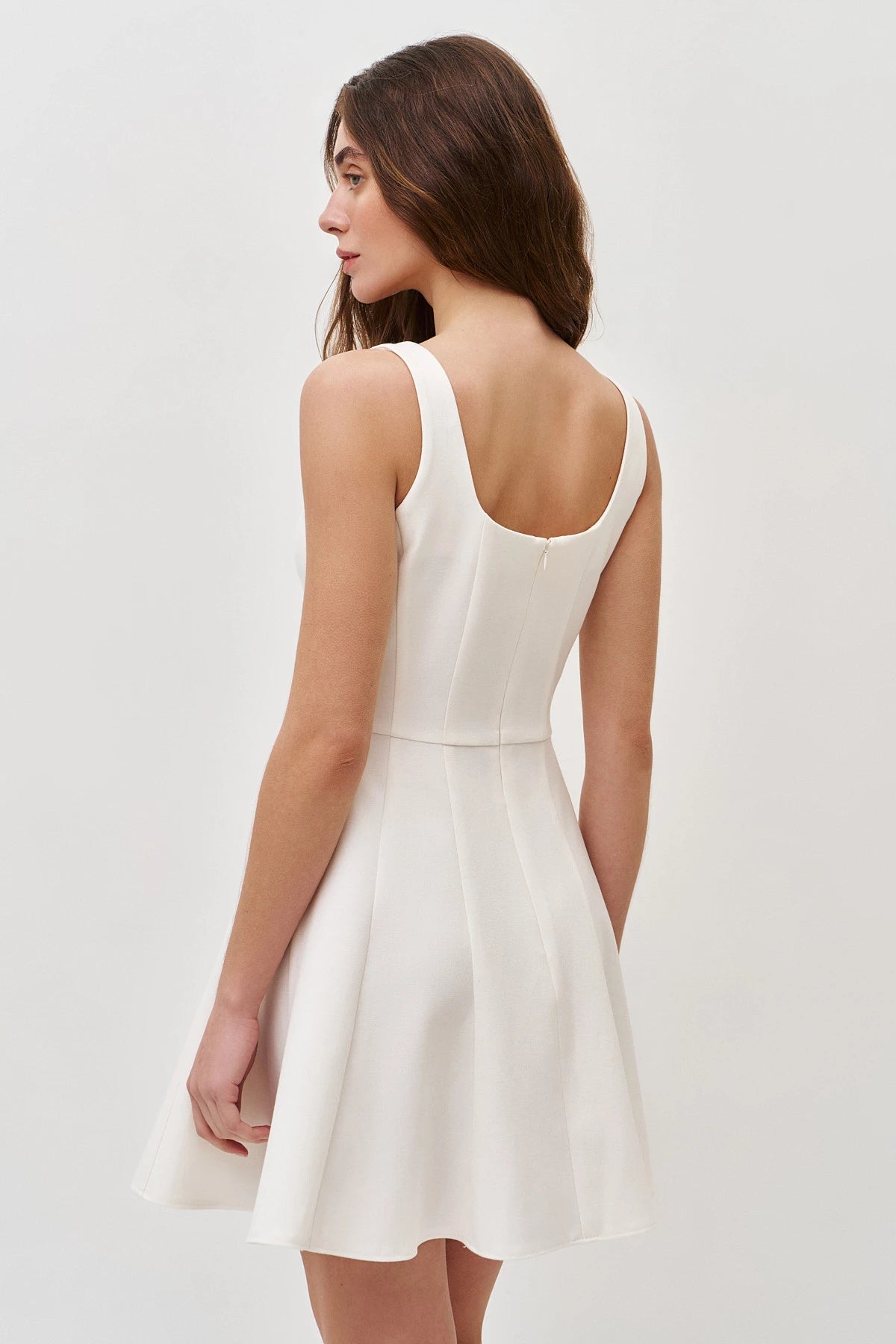 Short cream sundress with viscose