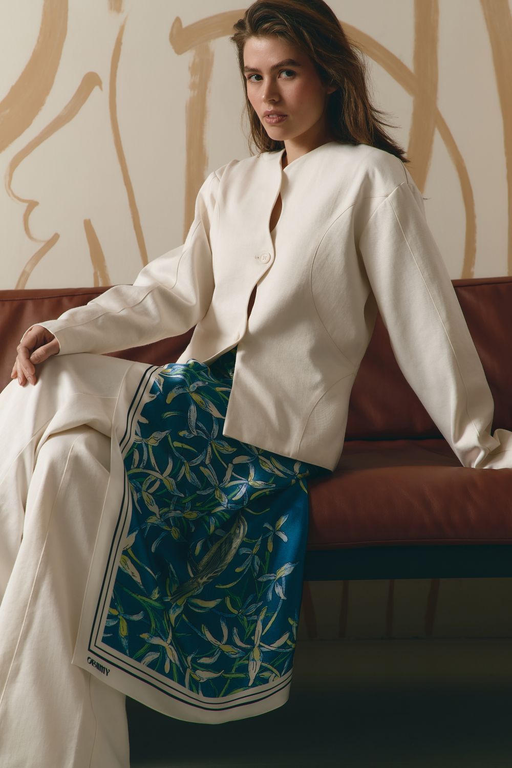 Silk Scarf "Melody of Two"  (Double-sided print)