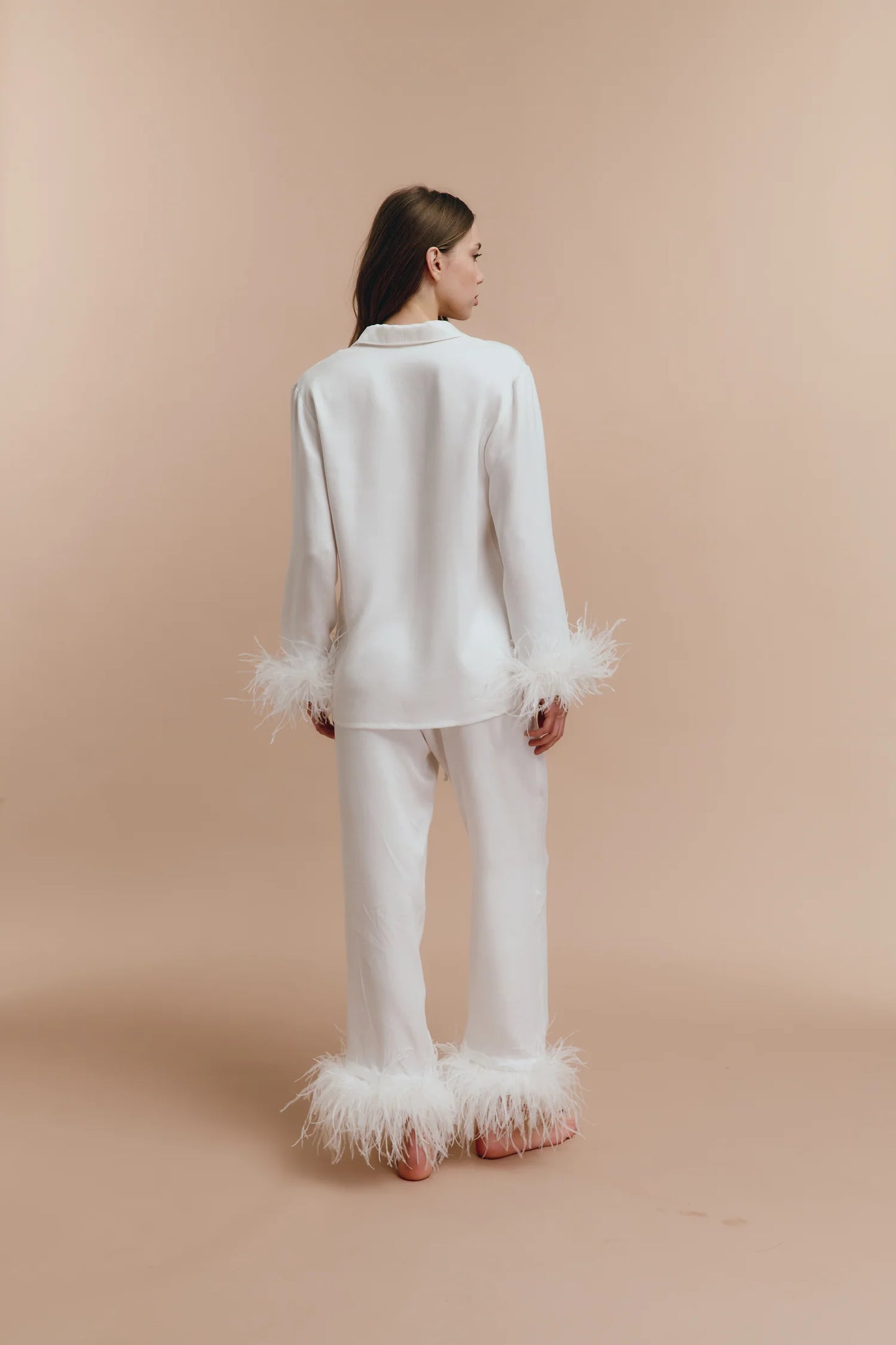EMILY PJS - WHITE FEATHERS WITH PANTS